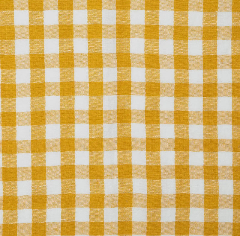 Belgian Linen Napkins in Mustard Yellow Plaid Set of 4