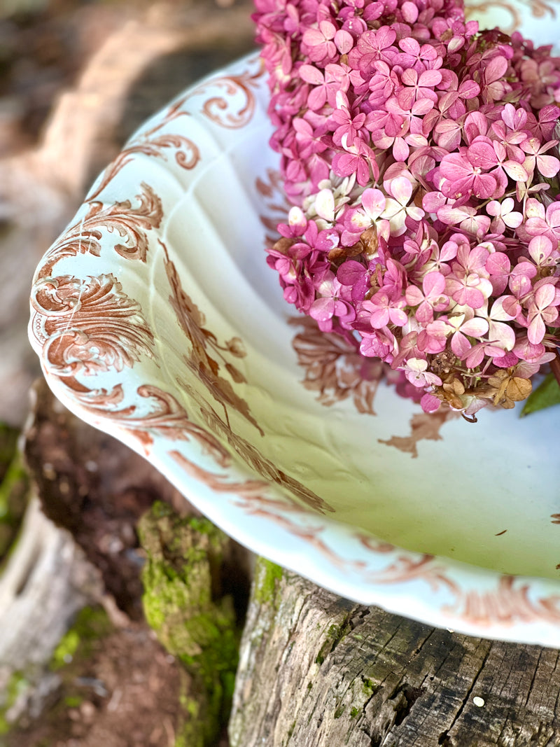 Grand Brown Floral Oversized Bowl made in England