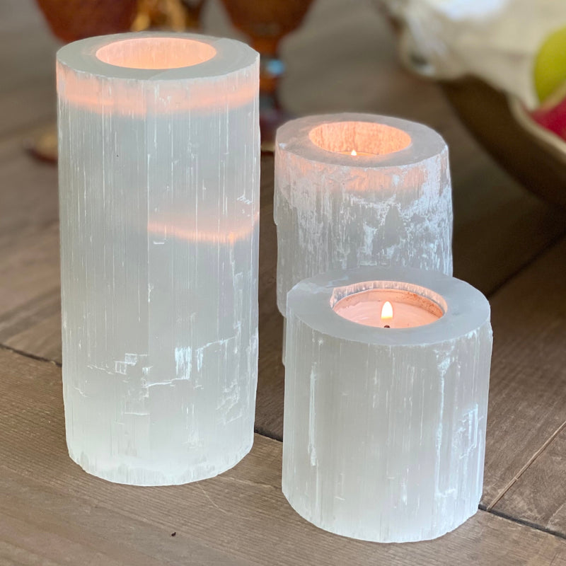 Selenite Crystal Votive Candle Holders 4 sizes