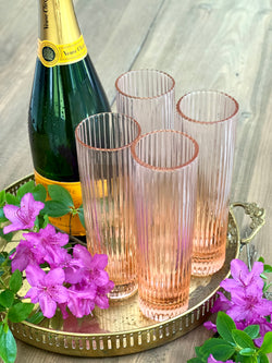 Pink stemless champagne flutes 