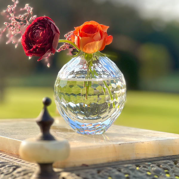 faceted heavy weight round bud vase by Beatriz Ball