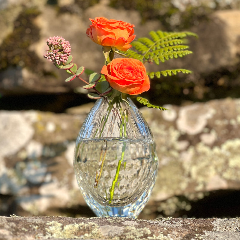 Teardrop faceted glass bud vase by Beatriz ball