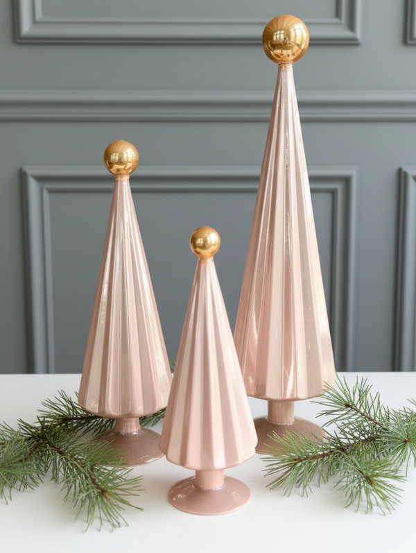 Pink pleated glass trees