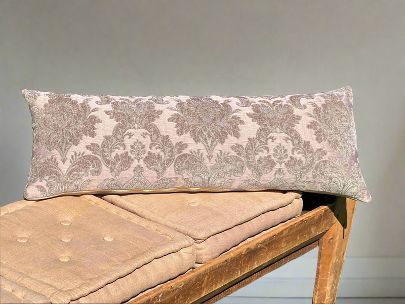 Gray Damask Long Lumbar Pillow Cover