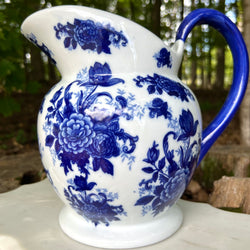 Vintage blue and white ironstone pitcher 