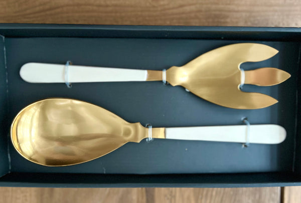 Gold Resin Salad Servers 2 Piece Set Quick Ship!