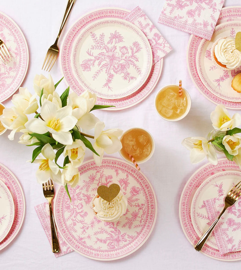 Toile Paper Salad Plates in Pink by Coterie