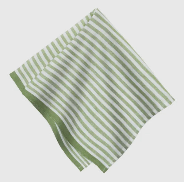 Belgian linen striped napkins in green by caravan 