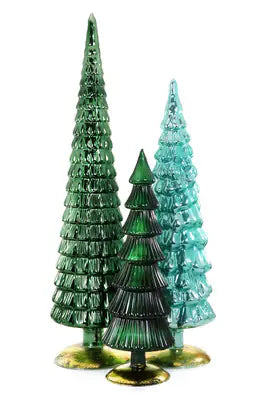 Glass Hue Trees in Teal Green Set of 3 Grand Size Almost Gone!