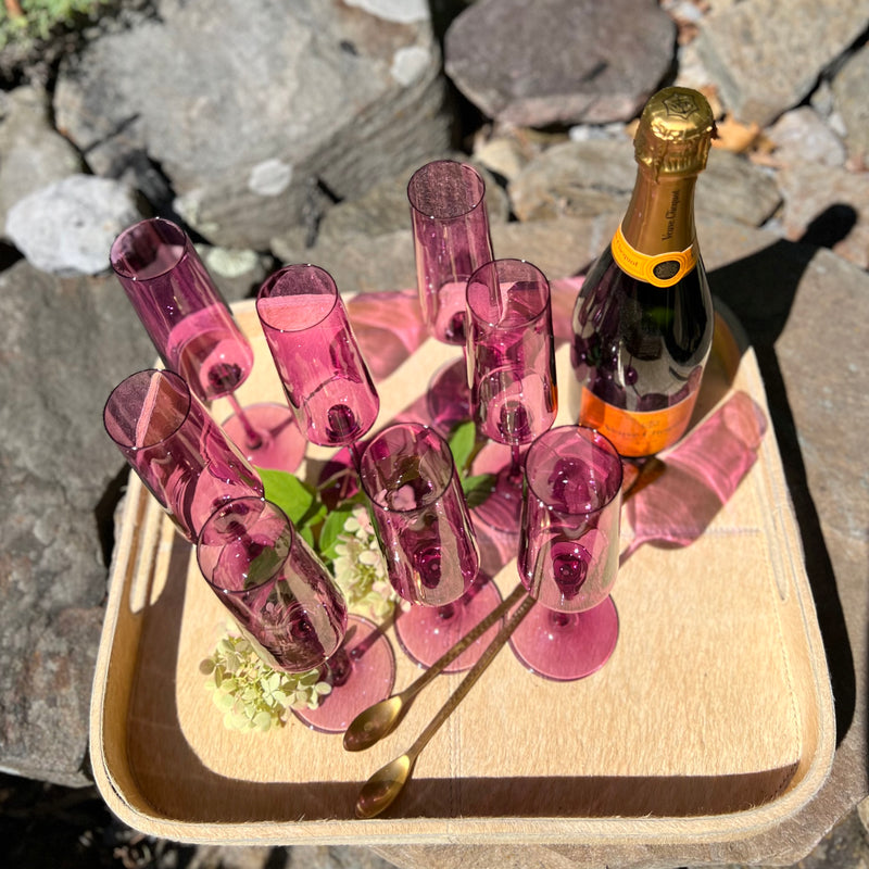 Plum Champagne Flute Glasses Set of 8
