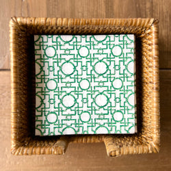 Green Fretwork Paper Napkins by Rosanne Beck Two Sizes