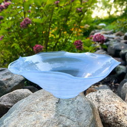 Alabaster Glass bowl in blue swirl 