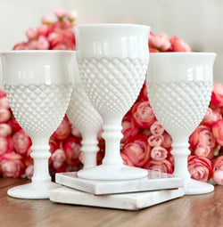 Vintage milk glass wine goblets 