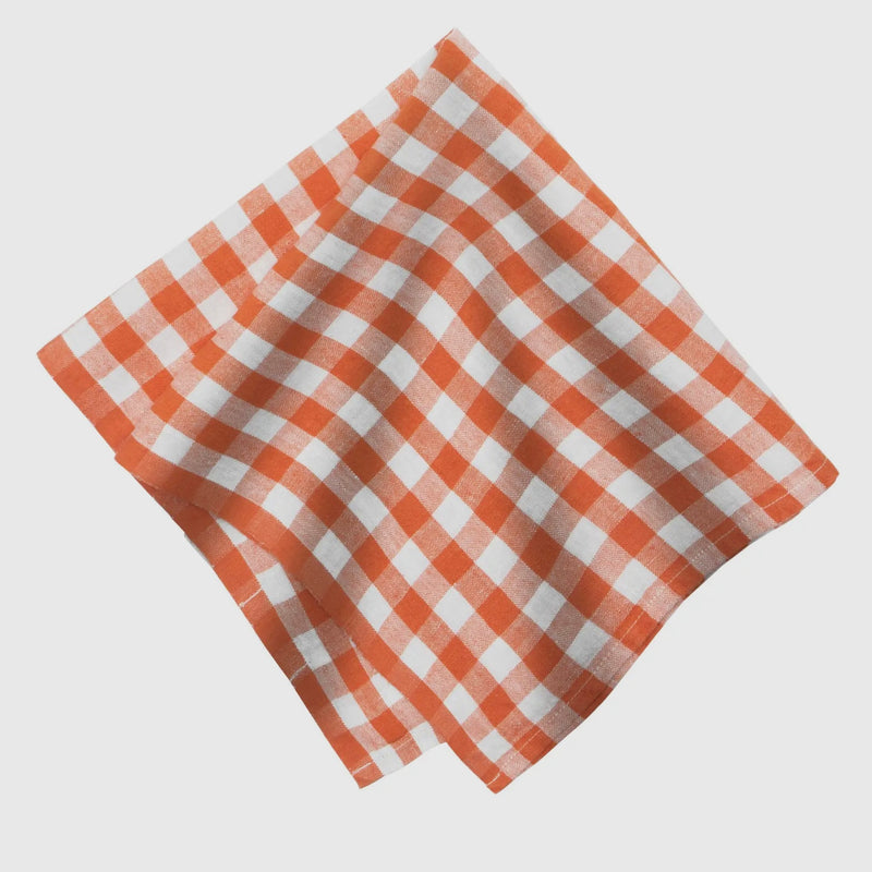 Belgian Linen Napkins in Pumpkin Spice Plaid by Caravan Set of 4