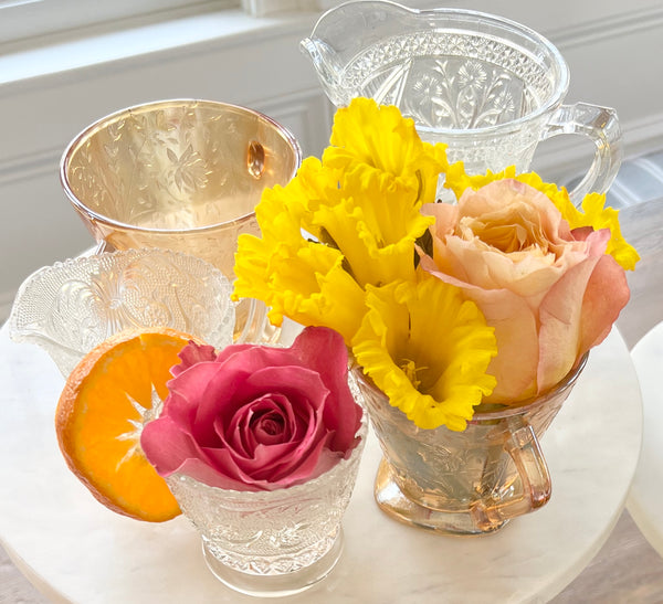 Vintage Jeanette marigold glassware sugar and creamer