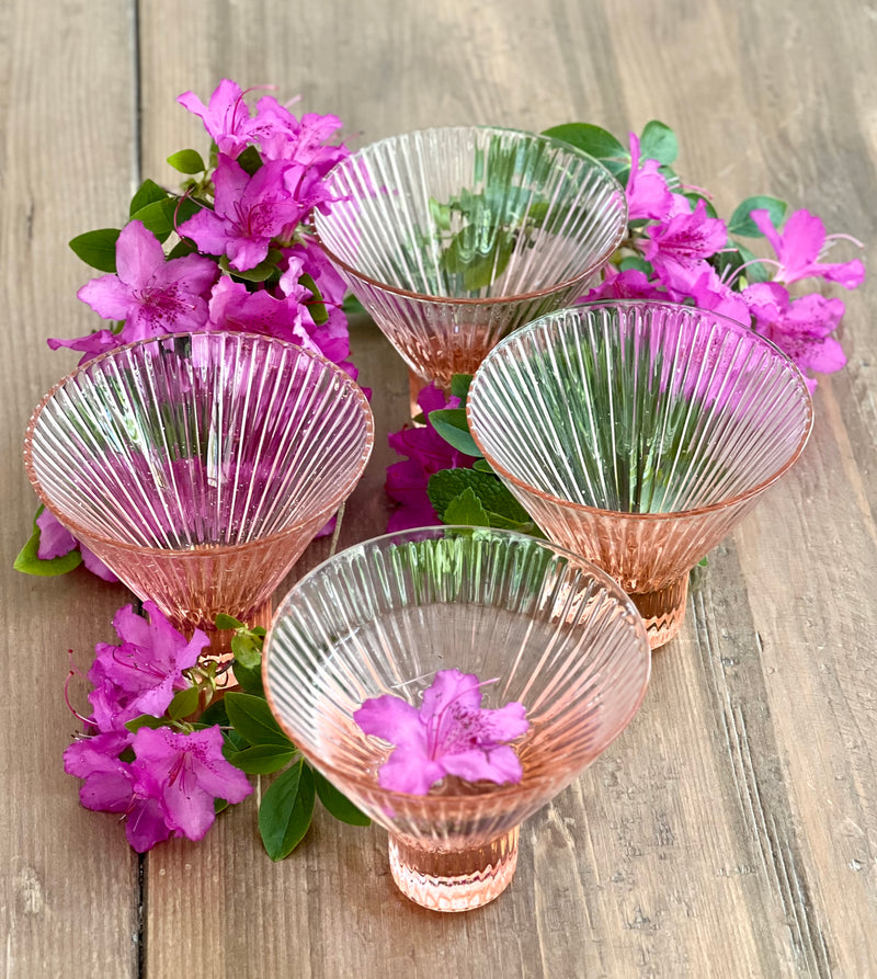 Pink Stemless Martini Glasses Set of 4