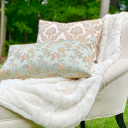 A Real Steal! Icy Aqua Blue Floral Reversible Designer Lumbar Pillow by Dovecote Home