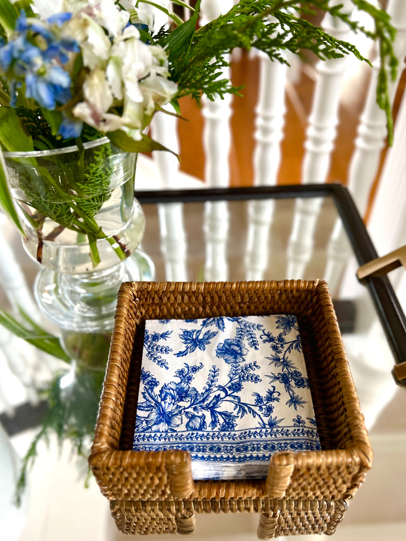 Toile Paper Napkins in Blue and White