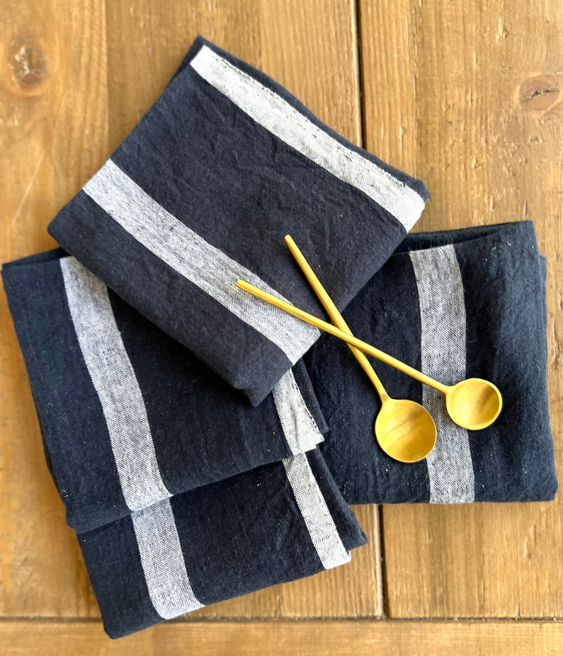 Stonewashed Linen Napkins in Indigo Blue Set of 4 by Caravan