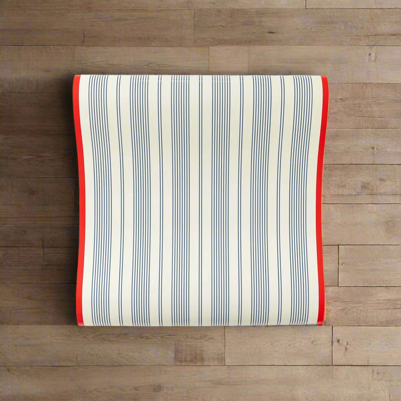 Striped Paper Table Runner in Red and Blue