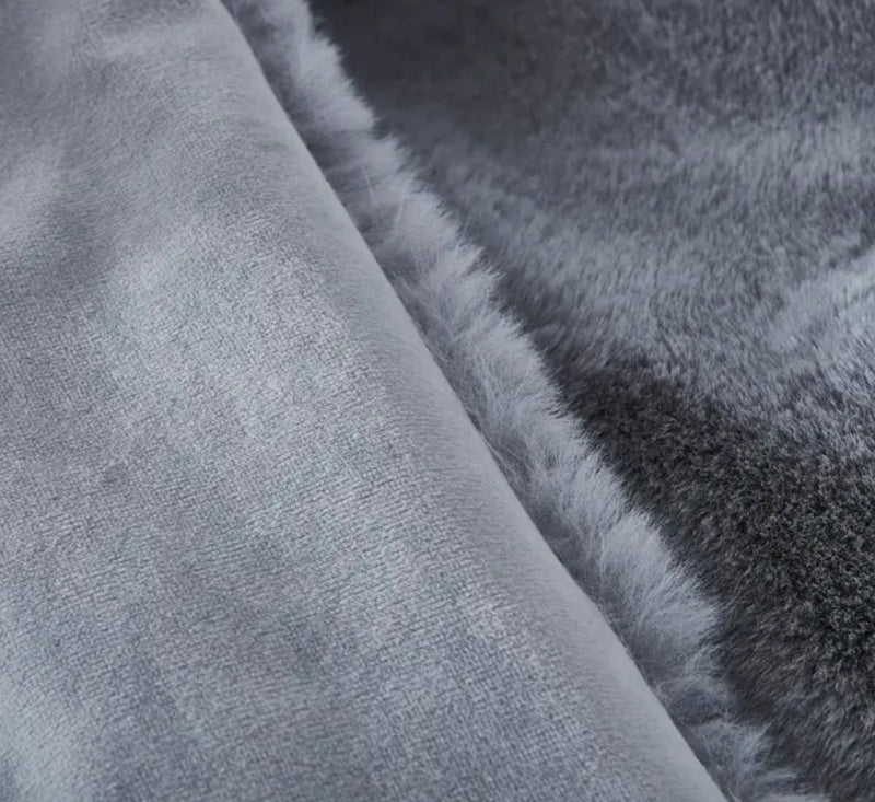 Luxe Faux Fur Throw Blanket in Glacial Grey