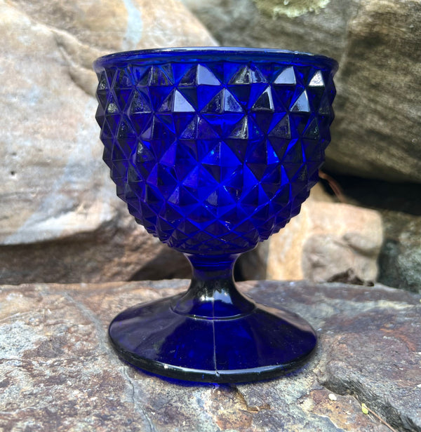 Vintage Blue Glass Chalice Vase