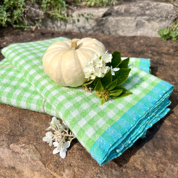 Gingham linen kitchen towel 