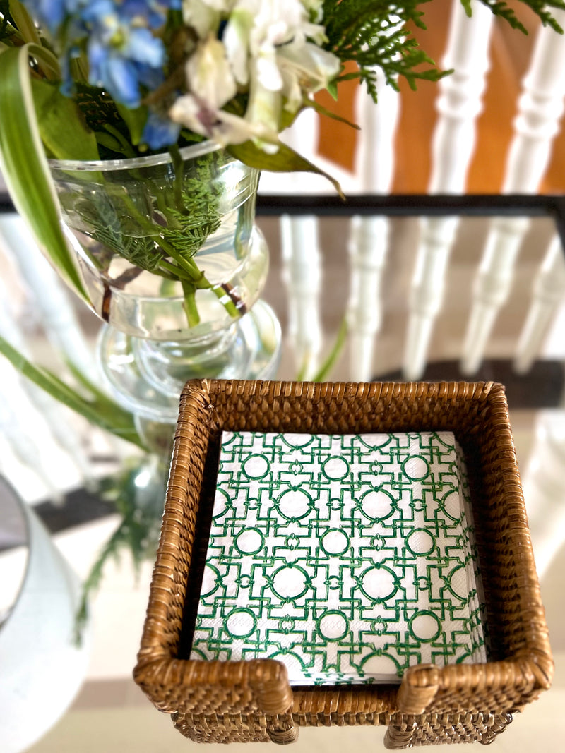 Green Fretwork Paper Napkins by Rosanne Beck Two Sizes