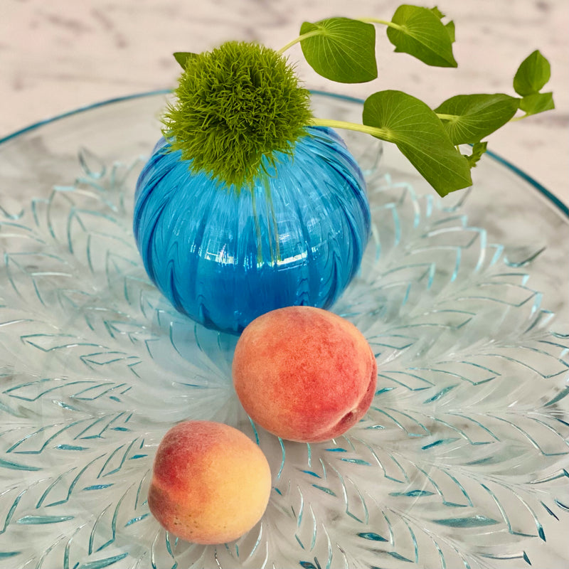 Vintage Aqua Blue Glass Serving Platter