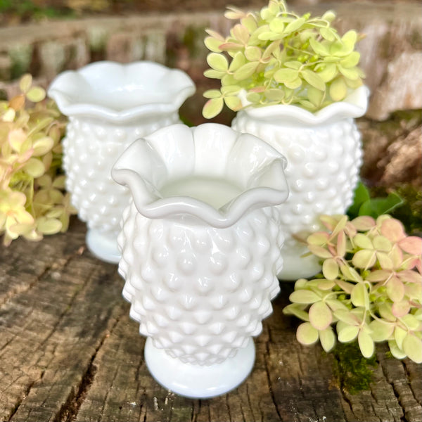Vintage milk glass vases 