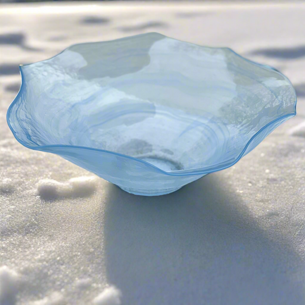 Blue alabaster glass bowl