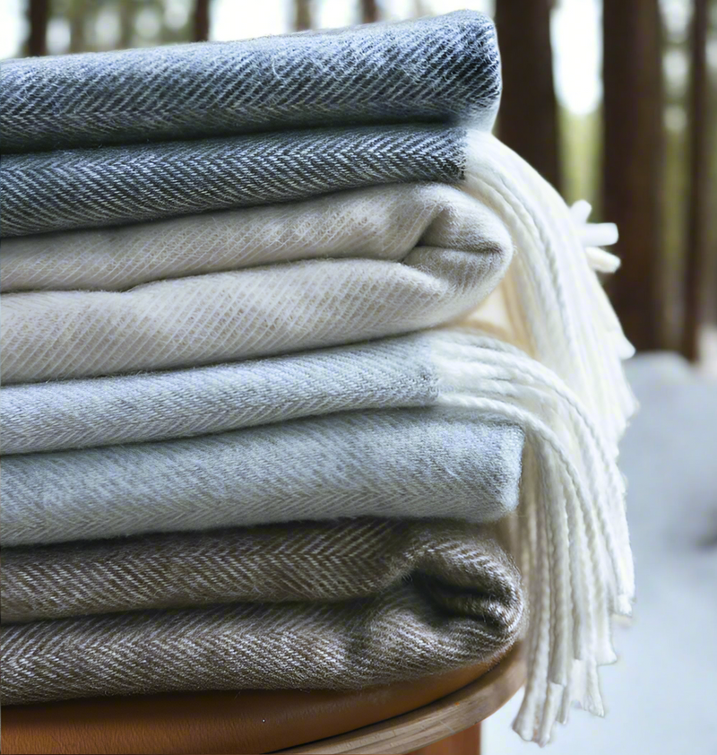 Bamboo Herringbone Throw Blanket available in multiple colors