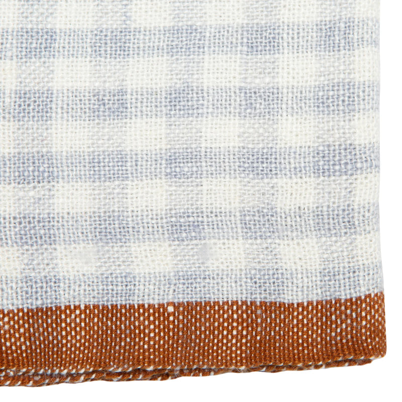 Gingham Linen Tea Towel in Blue Gray & Cinnamon by Caravan