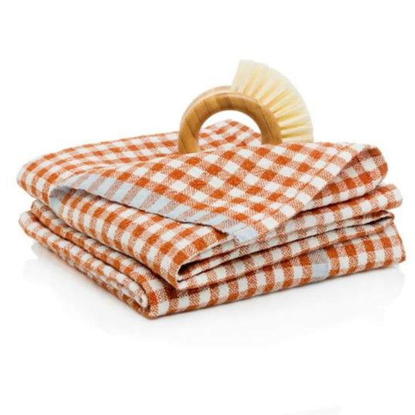 Gingham linen tea towel 