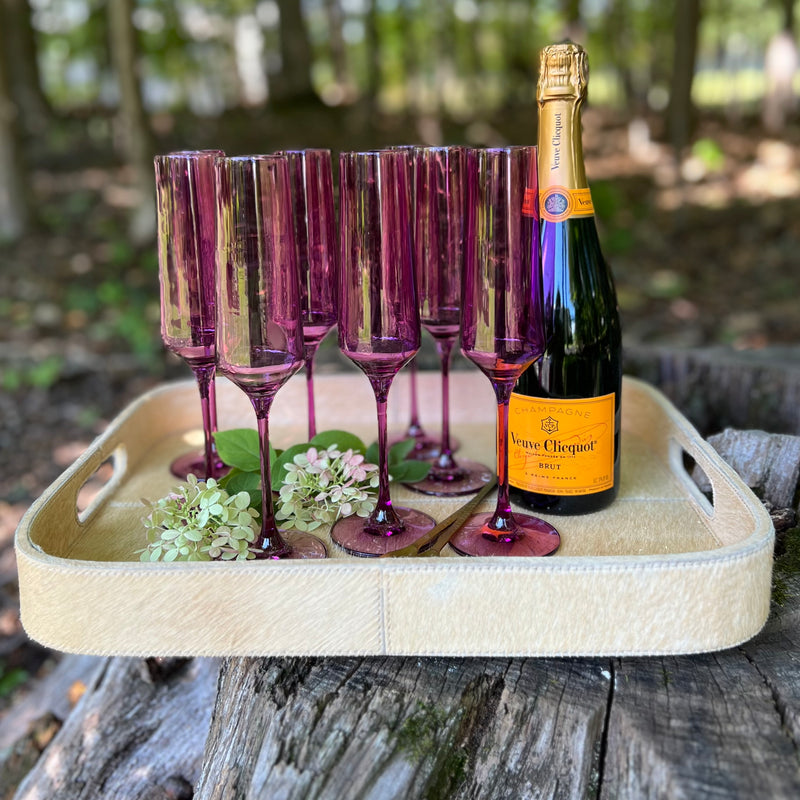 Plum Champagne Flute Glasses Set of 8