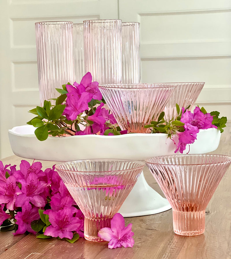 Pink Stemless Martini Glasses Set of 4