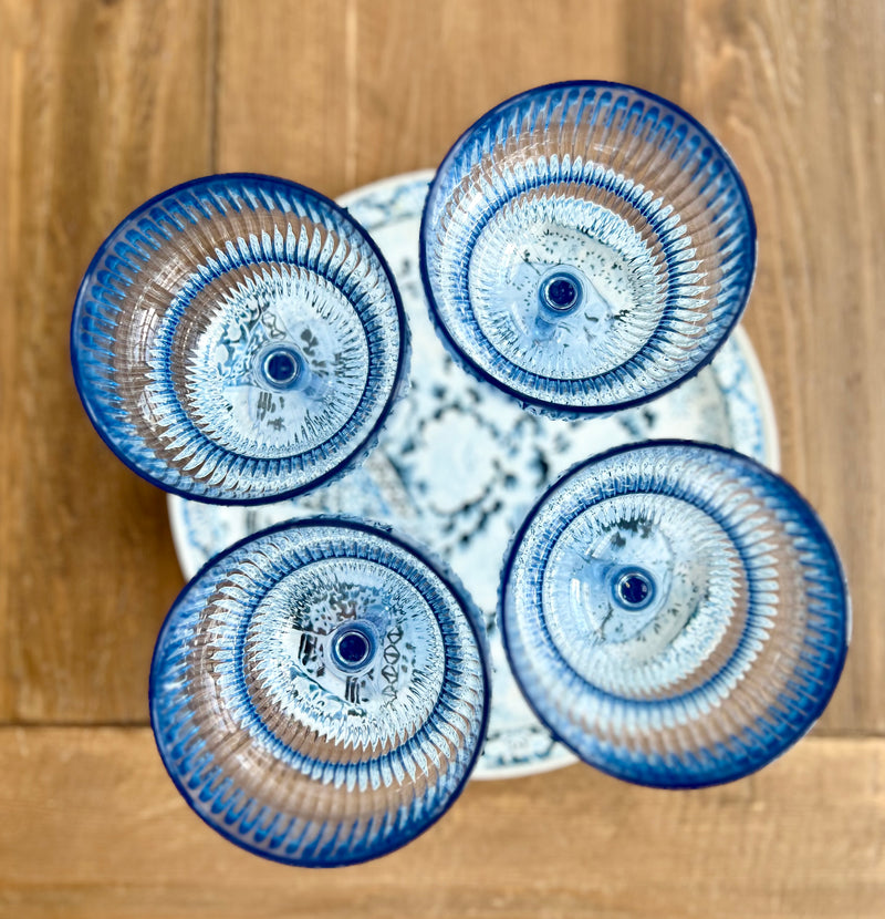 Outdoor Barware Glasses in Blue Set of 4