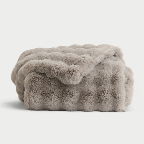 Faux fur throw blanket in gray