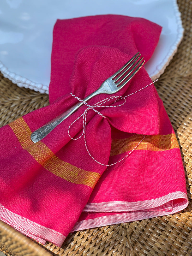 Stonewashed linen napkins in pink by caravan home