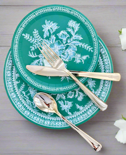 Green toile paper plates by coterie 