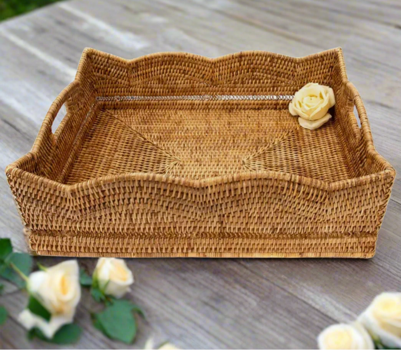 Rattan basket with handles by artifacts 