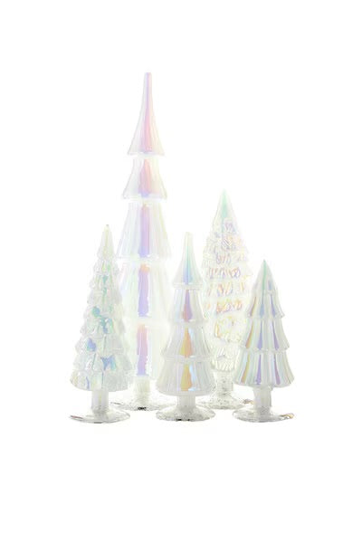 Glass Hue Trees in Moonglow White Set of 5 Large