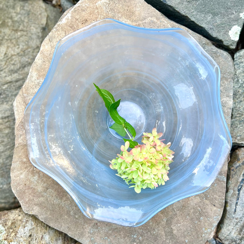 Blue Alabaster Glass Bowl 2 Sizes