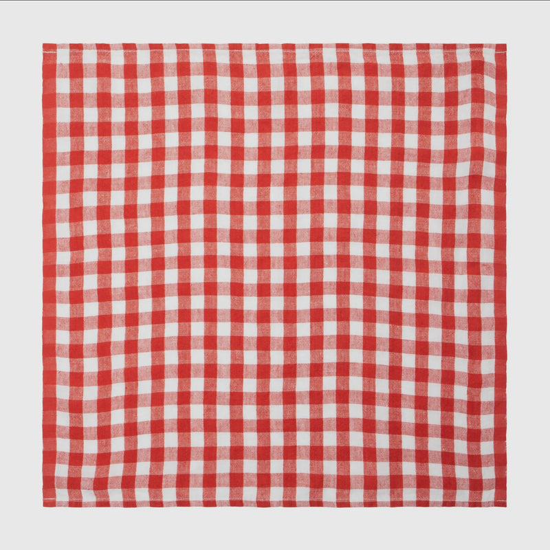 Belgian Linen Napkins in Tomato Red Plaid Set of 4 Almost Gone!