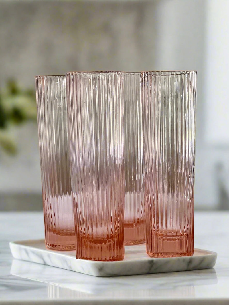 Pink Stemless Champagne Flute Glasses Set of 4