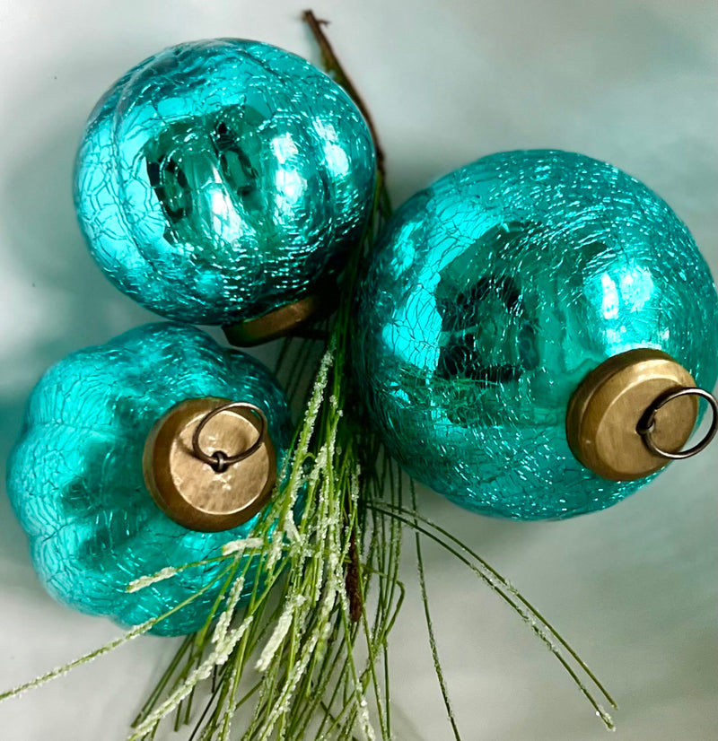 Coastal Blue Mercury Glass Balls Set of 3 Last Set!