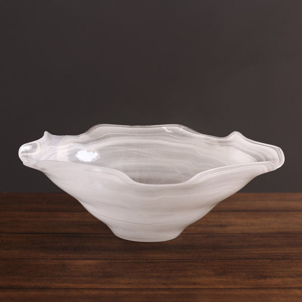 White alabaster glass bowl