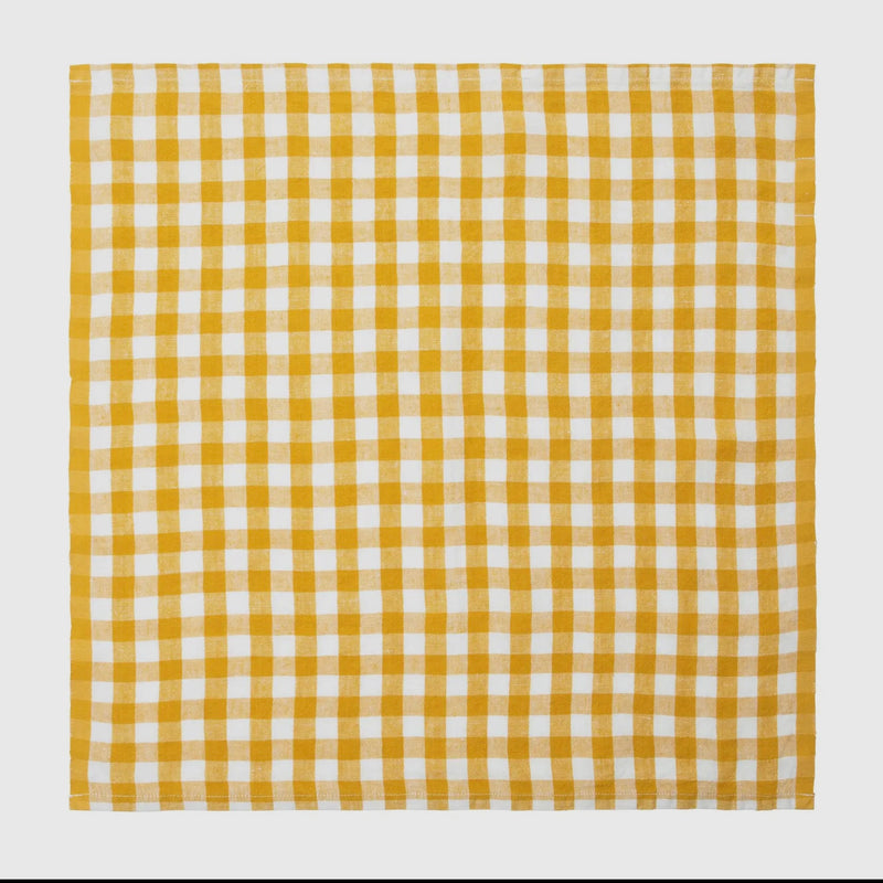 Belgian Linen Napkins in Goldenrod Plaid by Caravan Set of 4