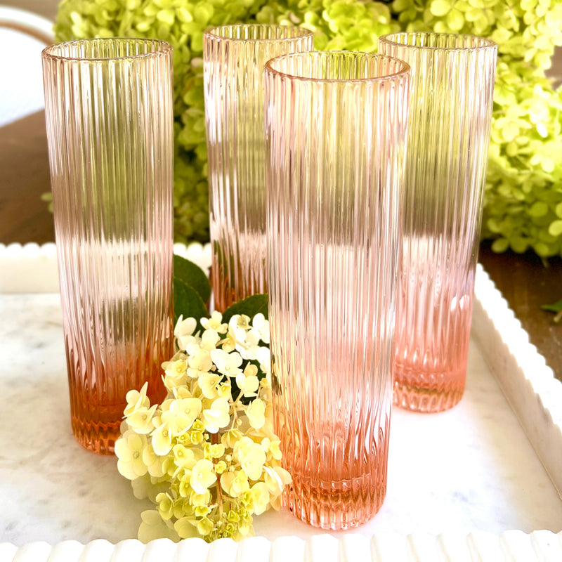 Pink Stemless Champagne Flute Glasses Set of 4