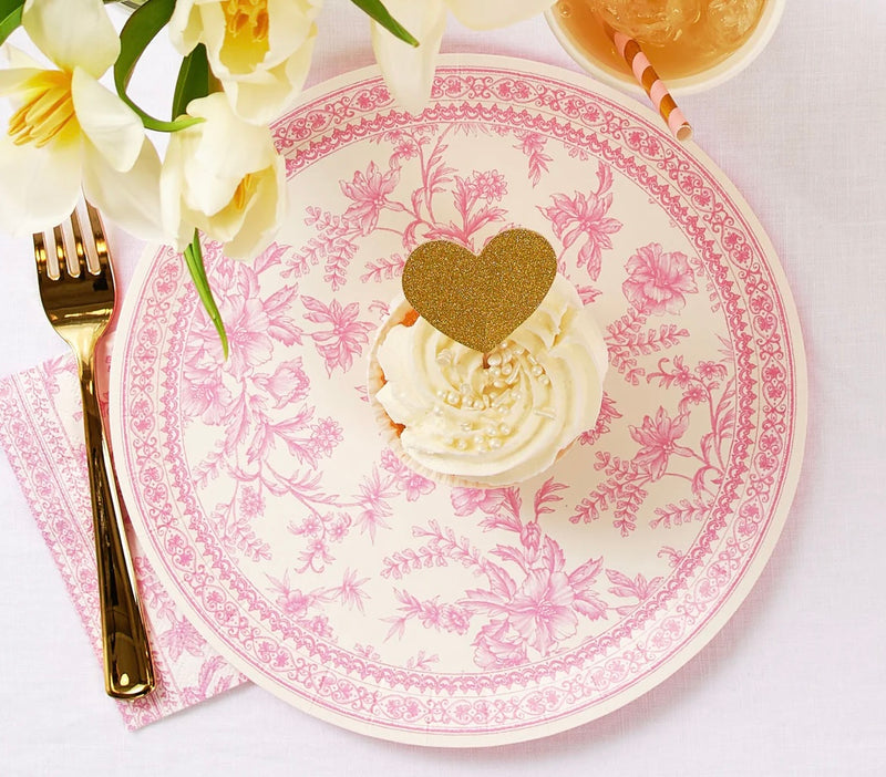 Toile Paper Napkins in Pink and White